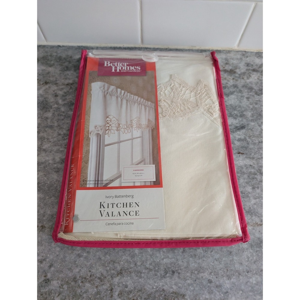 Better Homes And Gardens Ivory Battenberg Valance 60"x16" Farmhouse Style
